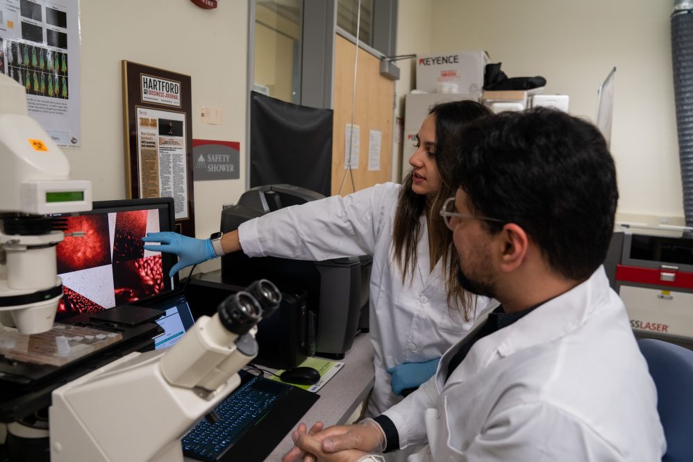 professor daneshmandi with a gradaute student